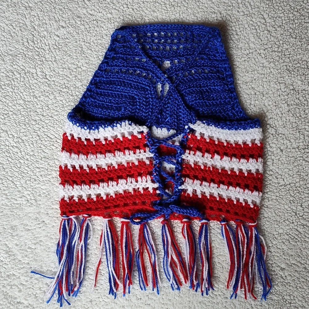 Crochet handmade 4th of July halter top - Picture 2 of 10